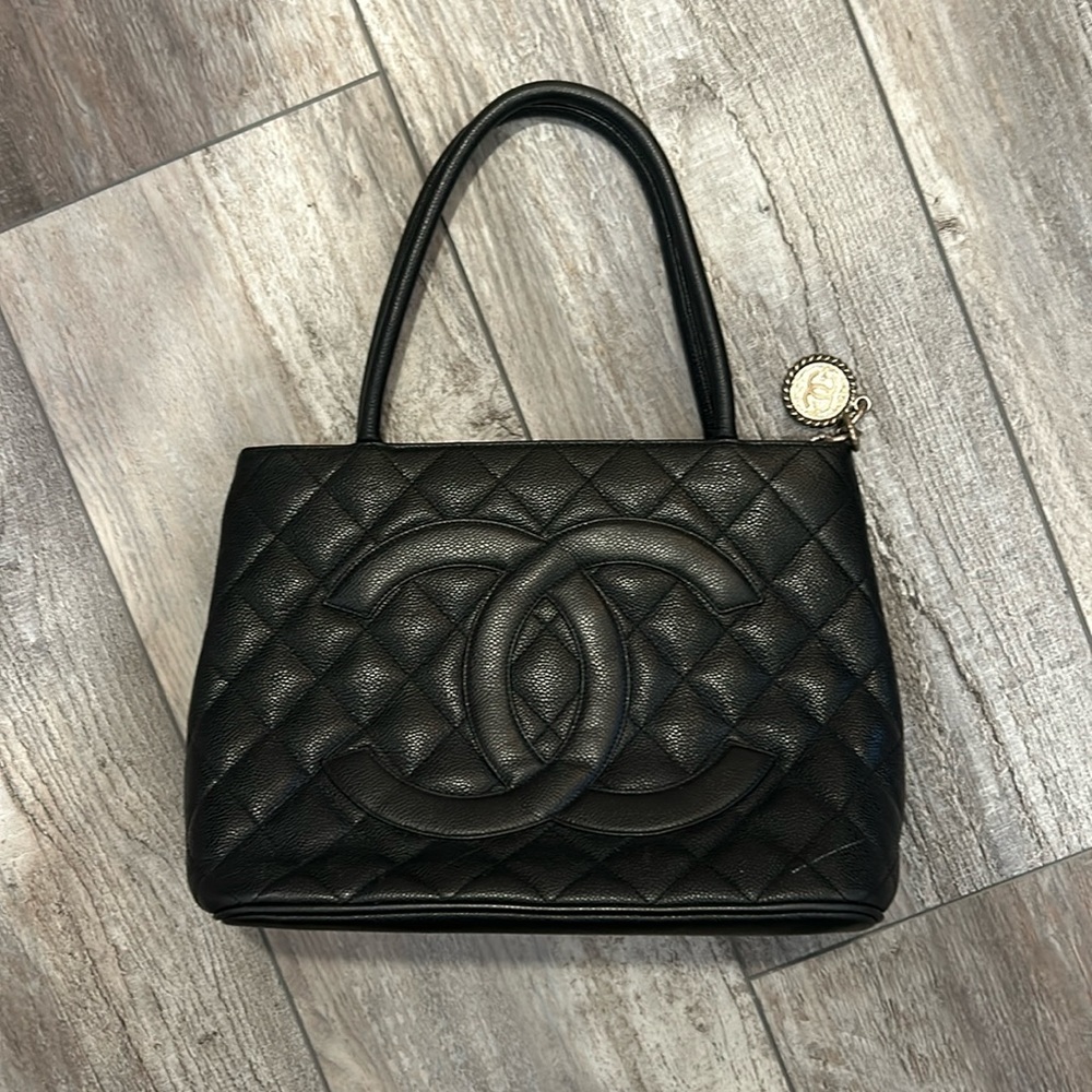 Chanel Black Quilted Tote with Iconic CC Logo